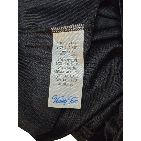 Vanity Fair Black Nylon Lace Trim Full Slip Skirt Size LG 30 - Picture 4 of 5